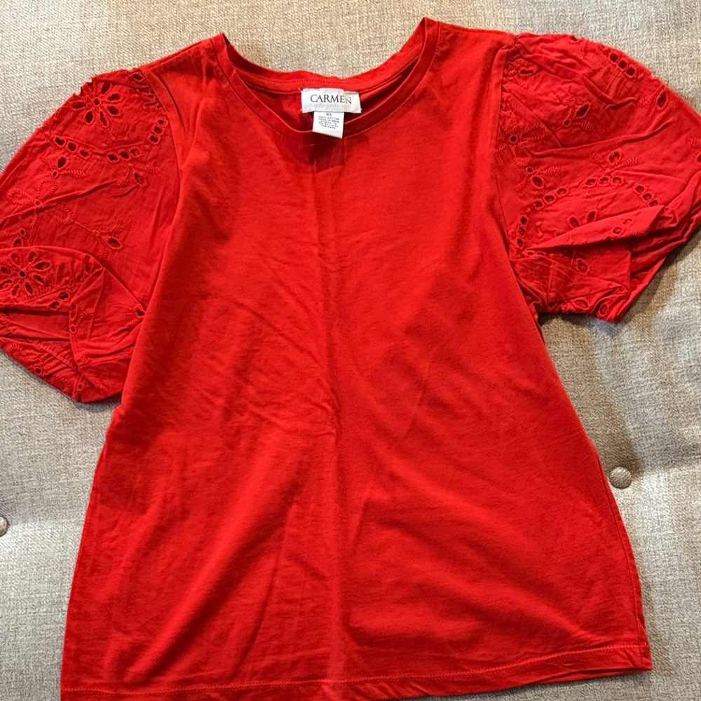 Carmen Red Short Sleeve Women's Top